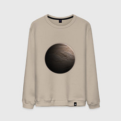 Свитшот хлопковый мужской Планета арт, крупный рельеф, цвет: миндальный