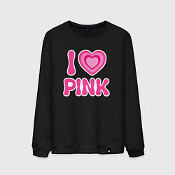 Свитшот хлопковый мужской Люблю розовый, цвет: черный