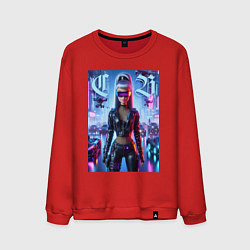 Свитшот хлопковый мужской Cyber girl Barbie - neon glow, цвет: красный
