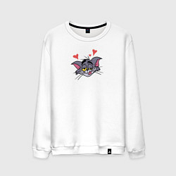 Свитшот хлопковый мужской Влюблённый кот - для парочек, цвет: белый