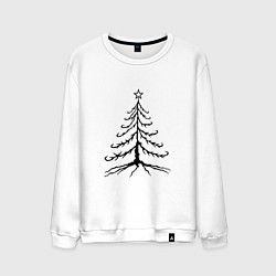 Свитшот хлопковый мужской Хоррор ель, цвет: белый