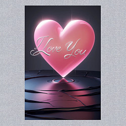 Свитшот хлопковый мужской I love you с сердцем над поверхностью воды, цвет: меланж — фото 2