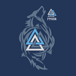 Свитшот хлопковый мужской Фенрир скандинавчкая руна, цвет: тёмно-синий — фото 2