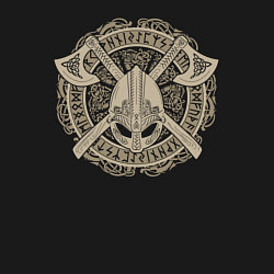 Свитшот хлопковый мужской Эмблема викингов с топорами, цвет: черный — фото 2