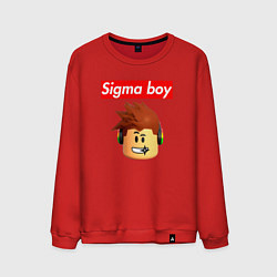 Свитшот хлопковый мужской Sigma boy roblox head - мем Роблокс Сигма бой, цвет: красный