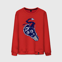 Свитшот хлопковый мужской Космическая лампочка, цвет: красный