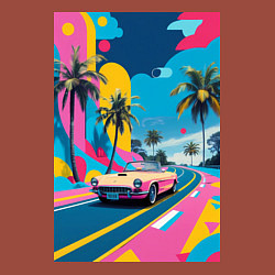 Свитшот хлопковый мужской Кабриолет едет по тропическому острову в стиле Куб, цвет: кирпичный — фото 2