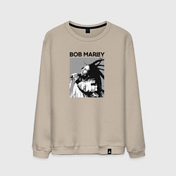 Свитшот хлопковый мужской Боб Марли легенда регги, цвет: миндальный
