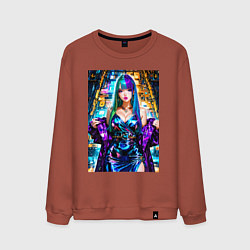Свитшот хлопковый мужской Девушка поп идол, цвет: кирпичный