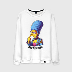 Свитшот хлопковый мужской Marge Simpson - punks not dead motto, цвет: белый