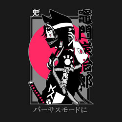 Свитшот хлопковый мужской Клинок рассекающий демонов - самурай, цвет: черный — фото 2