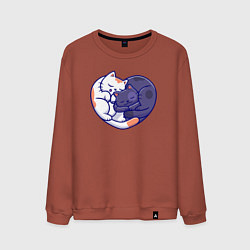 Свитшот хлопковый мужской Сердечные котики, цвет: кирпичный