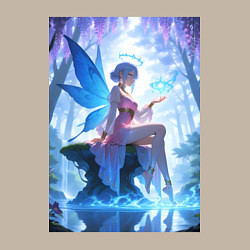 Свитшот хлопковый мужской Прекрасная фея посреди лесного пруда, цвет: миндальный — фото 2