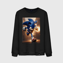 Свитшот хлопковый мужской Бегущий Соник, цвет: черный