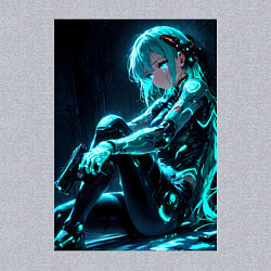 Свитшот хлопковый мужской Девушка киборг в стиле Cyberpunk, цвет: меланж — фото 2