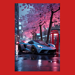 Свитшот хлопковый мужской Суперкар и сакура, цвет: красный — фото 2