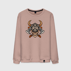 Свитшот хлопковый мужской Череп викинга, цвет: пыльно-розовый