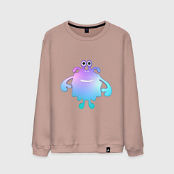 Свитшот хлопковый мужской Monster cartoon blue purple, цвет: пыльно-розовый