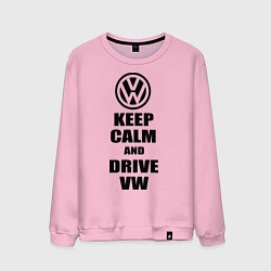 Свитшот хлопковый мужской Keep Calm & Drive VW, цвет: светло-розовый