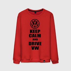 Свитшот хлопковый мужской Keep Calm & Drive VW, цвет: красный