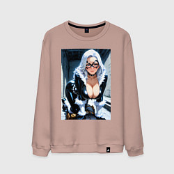 Свитшот хлопковый мужской Черная кошка Фелиция Харди, цвет: пыльно-розовый