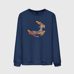 Свитшот хлопковый мужской Карпы кои рыбы, цвет: тёмно-синий