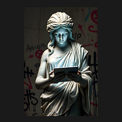 Свитшот хлопковый мужской Античная статуя с планшетом, цвет: черный — фото 2