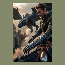 Свитшот хлопковый мужской Рыцарь летит на драконе, цвет: авокадо — фото 2