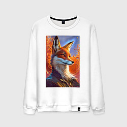 Свитшот хлопковый мужской Fox fashionista - ai art fantasy, цвет: белый