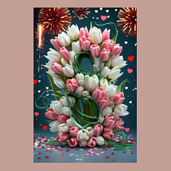 Свитшот хлопковый мужской Тюльпаны к празднику 8 марта, цвет: пыльно-розовый — фото 2