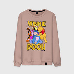 Свитшот хлопковый мужской Winnie Pooh hugs, цвет: пыльно-розовый