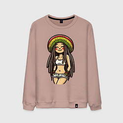 Свитшот хлопковый мужской Smile jamaica girl, цвет: пыльно-розовый