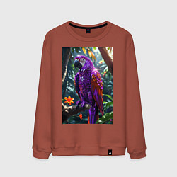 Свитшот хлопковый мужской Попугай из драгоценных камней, цвет: кирпичный