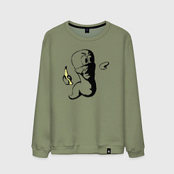 Свитшот хлопковый мужской Червяк с бананом, цвет: авокадо
