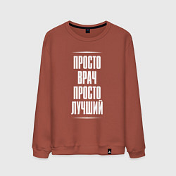 Свитшот хлопковый мужской Просто врач просто лучший, цвет: кирпичный