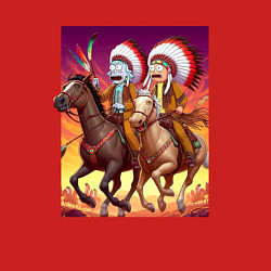 Свитшот хлопковый мужской Индейцы Рик и Морти скачут на лошадях, цвет: красный — фото 2