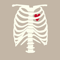 Свитшот хлопковый мужской Сердце в скелете, цвет: миндальный — фото 2