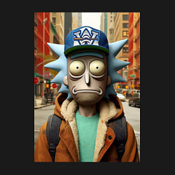 Свитшот хлопковый мужской Рик Санчес в Нью-Йорке - нейроарт, цвет: черный — фото 2