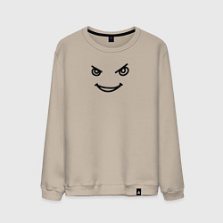 Свитшот хлопковый мужской Хитрый злобный смайлик, цвет: миндальный