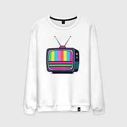 Свитшот хлопковый мужской Старый телевизор, цвет: белый