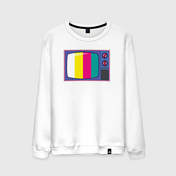 Свитшот хлопковый мужской Ретро телевизор, цвет: белый
