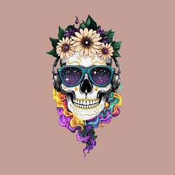 Свитшот хлопковый мужской The skull in flowers, цвет: пыльно-розовый — фото 2