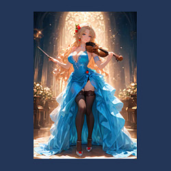 Свитшот хлопковый мужской Девушка в вечернем платье играет на скрипке, цвет: тёмно-синий — фото 2