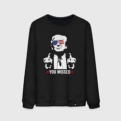 Свитшот хлопковый мужской Trump you missed, цвет: черный
