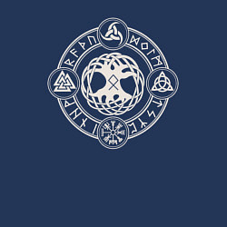 Свитшот хлопковый мужской Древо миров с руной и символами, цвет: тёмно-синий — фото 2