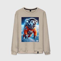 Мужской свитшот Далматинец бравый космонавт - нейроарт фантазия