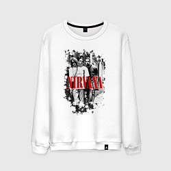 Свитшот хлопковый мужской Nirvana grunge band, цвет: белый