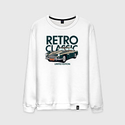 Свитшот хлопковый мужской Retro classic car, цвет: белый