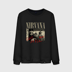 Свитшот хлопковый мужской Нирвана фото с автографами, цвет: черный