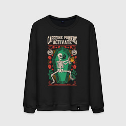 Свитшот хлопковый мужской Caffeine powers activate, цвет: черный